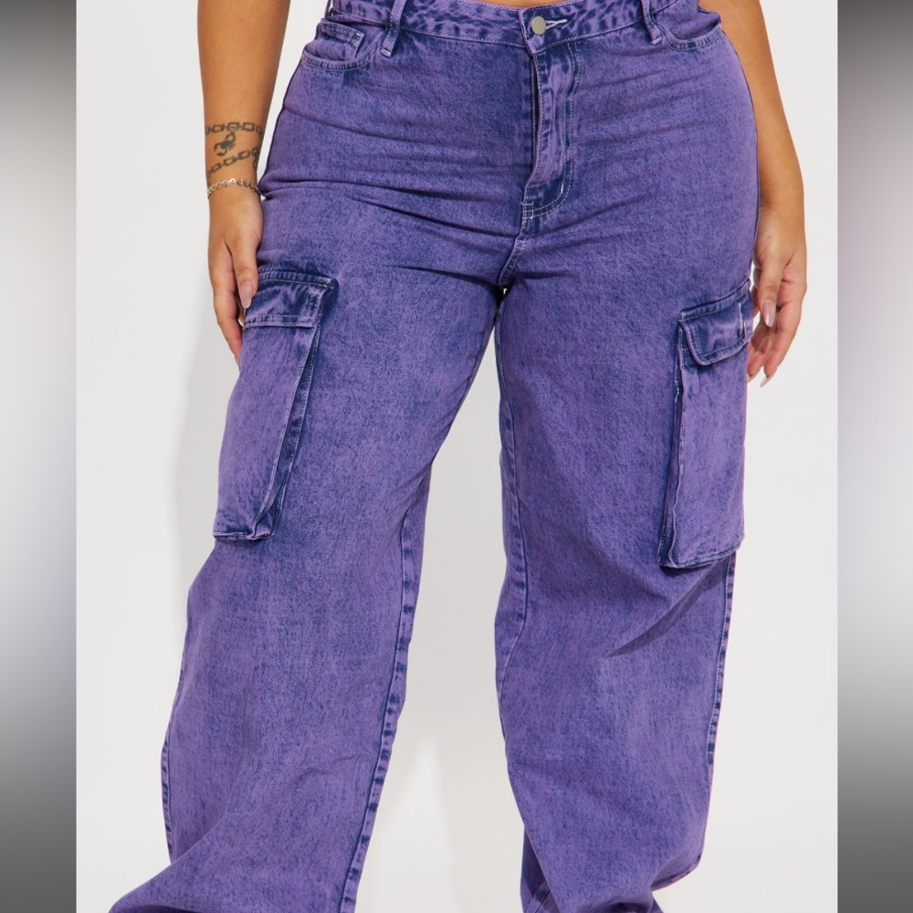 Callie cargo baggy jean - purple